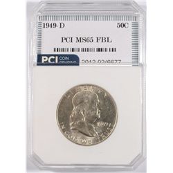 1949-D FRANKLIN HALF DOLLAR, PCI MS-65 FBL   TRENDS FOR  $850.00