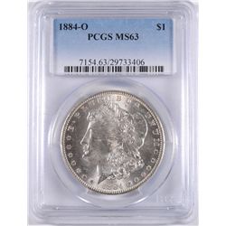 1884-O MORGAN SILVER DOLLAR, PCGS MS-63