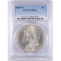1885-O MORGAN SILVER DOLLAR, PCGS MS-63