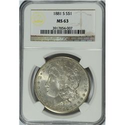 1881-S MORGAN DOLLAR NGC MS-63