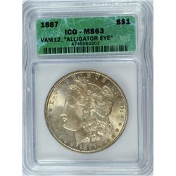 1887 MORGAN DOLLAR ICG MS-63 (VAM-12 ALLIGATOR EYE)