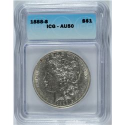 1888-S MORGAN DOLLAR ICG AU-50
