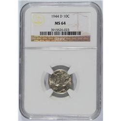 1944-D MERCURY DIME NGC MS-64