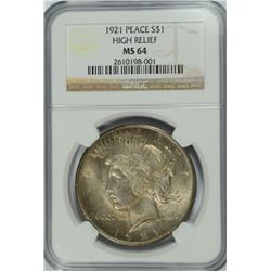 1921 PEACE DOLLAR NGC MS-64