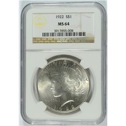 1922 PEACE DOLLAR NGC MS-64