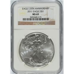 2011 SILVER AMERICAN EAGLE NGC MS-69