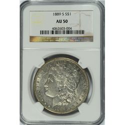1889-S MORGAN DOLLAR NGC AU-50