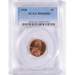 1936 LINCOLN CENT PCGS MS-66 RD