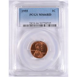 1955 LINCOLN CENT, PCGS MS-66 RED