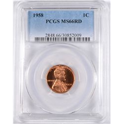 1958 Lincoln Cent PCGS MS66 RED
