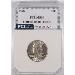 1956 WASHINGTON QUARTER, PCI MS-67