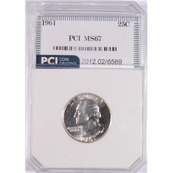 1961 WASHINGTON QUARTER, PCI MS-67   TRENDS FOR $3000.00
