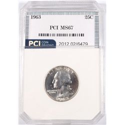 1963 WASHINGTON QUARTER, PCI MS-67  TRENDS FOR $2500.00