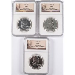 ( 3 ) 1962 FRANKLIN HALF DOLLAR, NGC PROOF-67