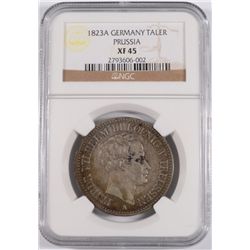 1823-A GERMANY TALER PRUSSIA, NGC XF-45