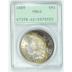1885 MORGAN DOLLAR PCGS MS-62 OGH (NICE TONED)