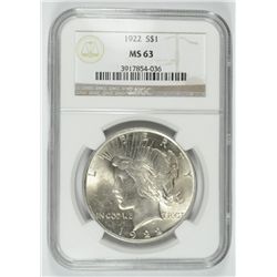 1922 PEACE DOLLAR NGC MS-63