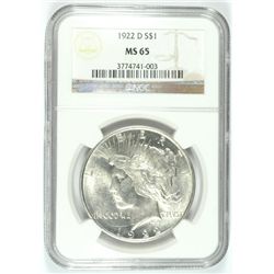 1922-D PEACE DOLLAR NGC MS-65