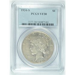 1934-S PEACE DOLLAR PCGS VF-30