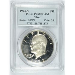 1973-S PROOF IKE DOLLAR NGC PF-68 DCAM (RARE)