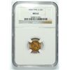 Image 1 : 1854 II $1 GOLD NGC MS-62