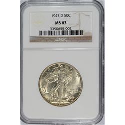 1943-D WALKING LIBERTY HALF DOLLAR NGC MS-63