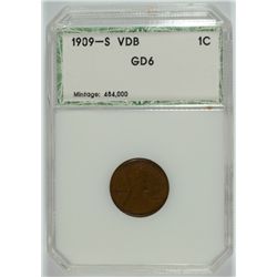 1909-S VDB LINCOLN CENT PCI GOOD-6