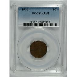 1910 LINCOLN CENT PCGS AU-55