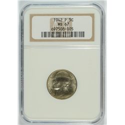1942 JEFFERSON (WAR) NICKEL NGC MS-67