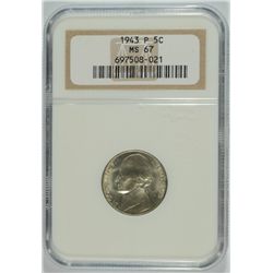 1943 JEFFERSON (WAR) NICKEL NGC MS-67