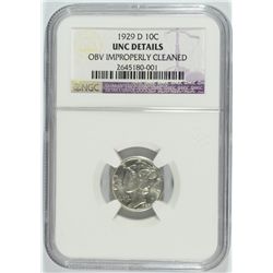 1929-D MERCURY DIME NGC UNC DETAILS