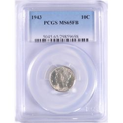 1943 MERCURY DIME PCGS MS-65 FB