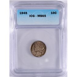 1945 MERCURY DIME ICG MS-65