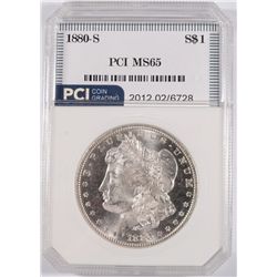 1880-S MORGAN SILVER DOLLAR, PCI MS-65  NICE ORIGINAL COIN