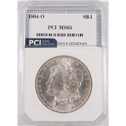 1884-O MORGAN SILVER DOLLAR, PCI MS-65  NICE ORIGINAL COIN