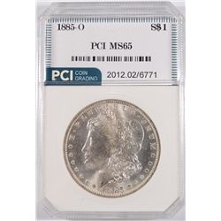 1885-O MORGAN SILVER DOLLAR, PCI MS-65
