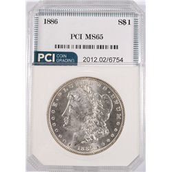 1886 MORGAN SILVER DOLLAR, PCI MS-65  NICE ORIGINAL COIN
