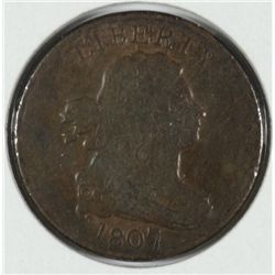 1807 DRAPED BUST HALF CENT, VF