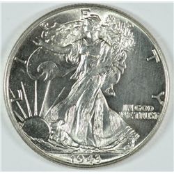 1943 WALKING LIBERTY HALF DOLLAR, MS-64+ BLAST WHITE