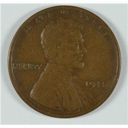1911-S LINCOLN CENT, FINE  KEY DATE