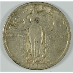 1917 TYPE-2 STANDING LIBERTY QUARTER, VF