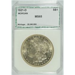 1921-D MORGAN DOLLAR PCI MS-65 SCRATCHES ARE ON THE HOLDER