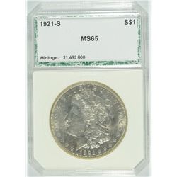 1921-S MORGAN DOLLAR PCI MS-65