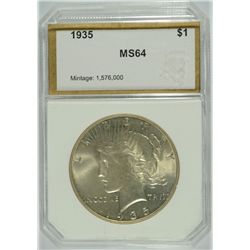 1935 PEACE DOLLAR PCI MS-64