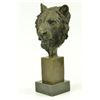 Image 2 : 10"x5" African Leopard Bronze Bust Sculpture   6 LBS.