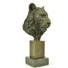 Image 5 : 10"x5" African Leopard Bronze Bust Sculpture   6 LBS.