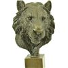 Image 6 : 10"x5" African Leopard Bronze Bust Sculpture   6 LBS.