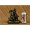 Image 1 : 7.5"x6" Bronze Sculpture Laughing Mother Elephant With Cub Bronze Sculpture Statue Decor   8 LBS.