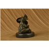 Image 6 : 7.5"x6" Bronze Sculpture Laughing Mother Elephant With Cub Bronze Sculpture Statue Decor   8 LBS.