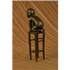 Image 3 : 10"x6" Signed Juan Clara Playful Boy Bouncing On A Chair Bronze Sculpture Statue Decor   4 LBS.